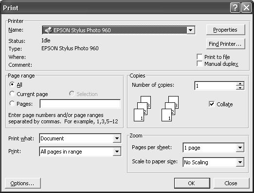 Basic Printing After you create a document in a software program, follow these steps to print it using the basic printer settings: 1. From the File menu, click Print.