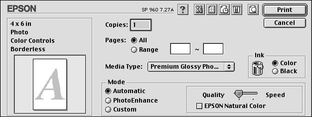 Select the correct Paper Source, Paper Size, Orientation, and other settings. Then click OK. (For roll paper printing steps, see page 39.