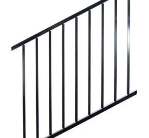 height of 36. 40 x 93 Fortress Al 13 welded aluminum panel achieves a total railing height of 42.