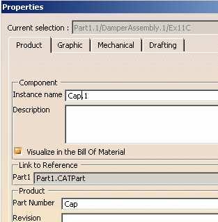 Cap.CATPart. a. Contextual menu on Part1 > Properties. b.