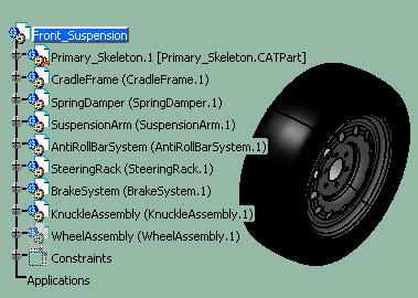 Do it Yourself (3/6) 3. Hide the sub-assembly. Put WheelAssembly.CATProduct in Hide mode. a. Right-click to Hide/Show the WheelAssembly.CATProduct. b.