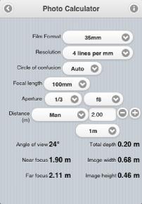 Select a focal length of 100mm. 4. Select an aperture of f/8. 5. Select the Man(ual) option for Distance. 6.