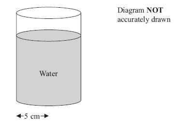 9. Here is a vase in the shape of a cylinder. The vase has a radius of 5 cm. There are 1000 cm 3 of water in the vase.