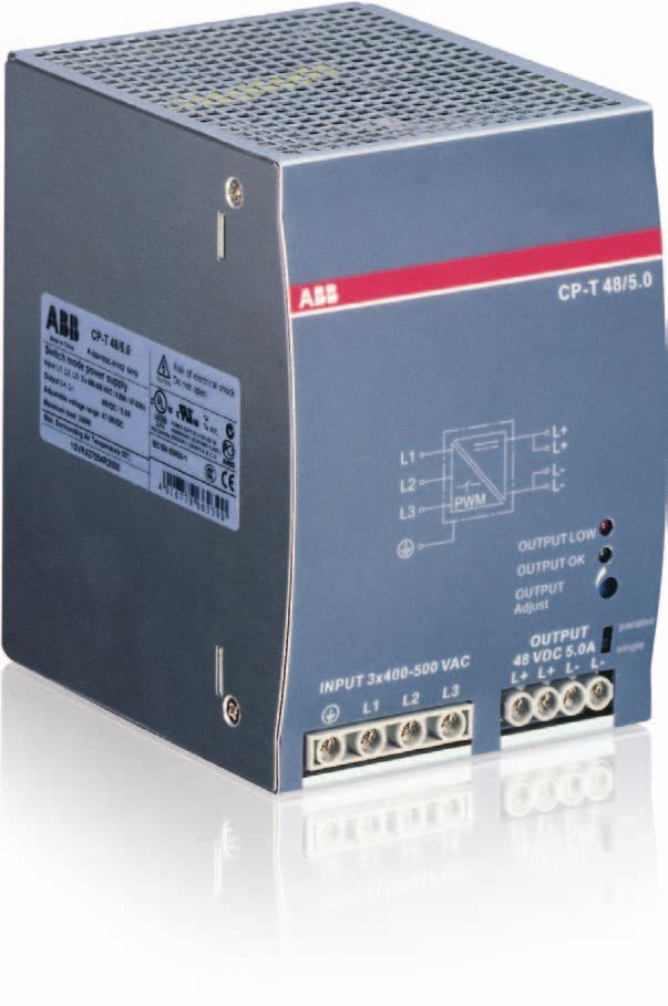 Data sheet Power supply CP-T 48/5.0 Primary switch mode power supply The CP-T range of three-phase power supply units is the youngest member of ABB s power supply family.