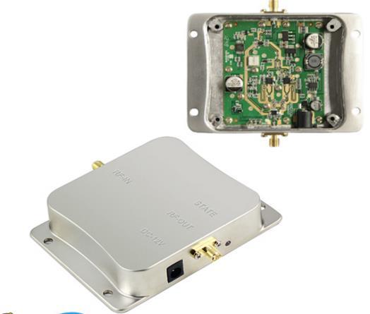 Figure 9: Packaged, 5 Watt, 2.4 GHz amplifier available from China. The up converter requires a 2 256 MHz LO signal at +7 dbm.
