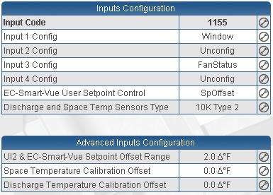 Configuring the Input Parameters Using the dc gfxapplications All input configuration setpoint parameters are found in the Inputs Configuration and Advanced Inputs Configuration tables.