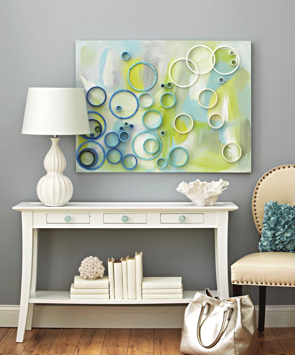 Seeing circles LEFT: Three-dimensional abstract art is easy when you use dyed slices of PVC pipe as your medium.