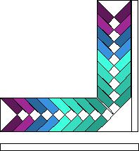 26. Trim each end of the braid to 20 ½ long as shown. 27. Add a 1 ½ x 20 ½ white rectangle to the side and a 1 ½ x 21 ½ white rectangle to the bottom. 28.