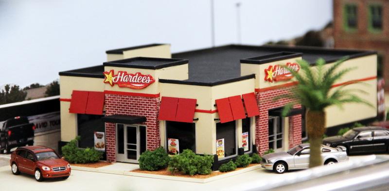 Hardee s Restaurant kit in HO scale Parking lot base and cars not included This kit includes all building parts milled in white