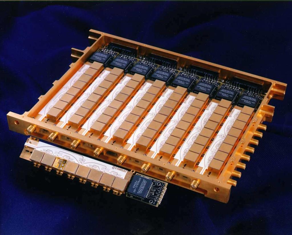 System Aspects of Active Phased Arrays 519 shelf, shown in Figure 6, is composed of eight 1x8 BFM modules on the topside and eight 8- way power combiners on the bottom surface.
