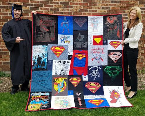 So, if you would like a quilt made for your graduate to take to college, we would suggest that you stick to high school T-shirts and the like.