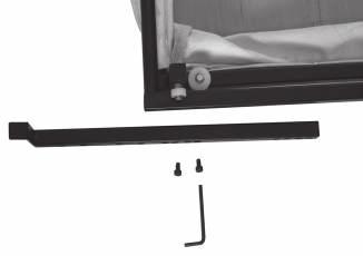Use the holes shown below to attach the extension arm to the underbed drawer.