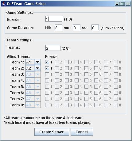 Game setup for configuring a new game 4.1.1.1.1 Game Settings Boards: the number of boards in the game.