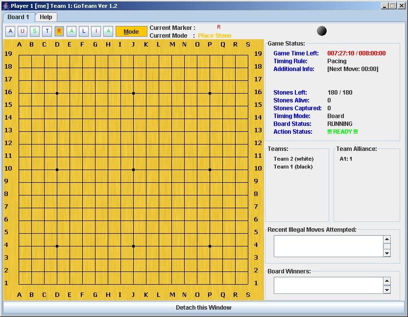 Figure 34. Changing the marker colour 4.2.2.2 Mode In order to prevent accidental placement of stones, the board mode can be changed so that stone placement requests are disabled.