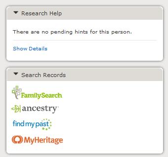 The Person Page: Search for Records Section From here, we often search for records to verify the