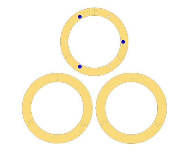 44. Fit and glue the nacelle blocking rings NB1, NB2, NB3 together. Each ring is made up of three pieces; you will need two of each ring.