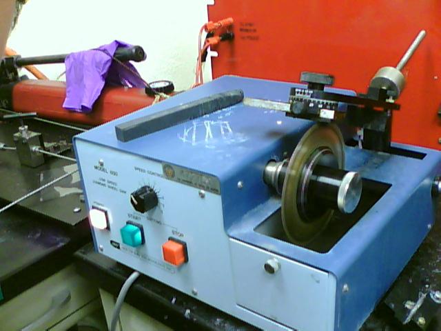 A B D C Clamp (A), Sharpener (B), micrometer (C), Saw (D). Each 1 turn = 25 mil for the micrometer. Lower the sample and turn on the saw to cut the sample.