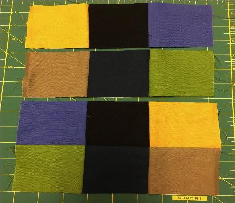 I chose to lay out the Western cities on the left side of the quilt and the eastern cities on the right side. Sew with ¼ seams and press the seams away from patchwork.