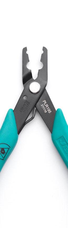 Pliers PLR540 Very fine flat tip clip pliers for precision jobs. Total length: 127 mm Weight: 50 gr. 28,00 PLR740 Flat tip clip pliers for general electronics use. Total length: 129 mm Weight: 43 gr.