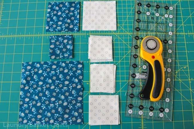 We will be making 1 block, you need to cut: Blue Fabric 8