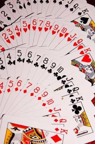 A standard deck has 52 cards: 13 cards (A,K,Q,J,10,9,.