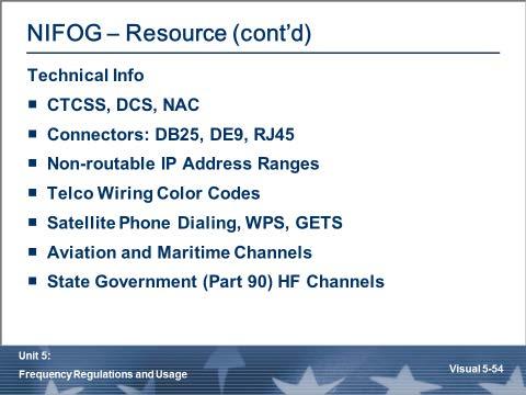 NIFOG Resource (cont d) November 2014 Course