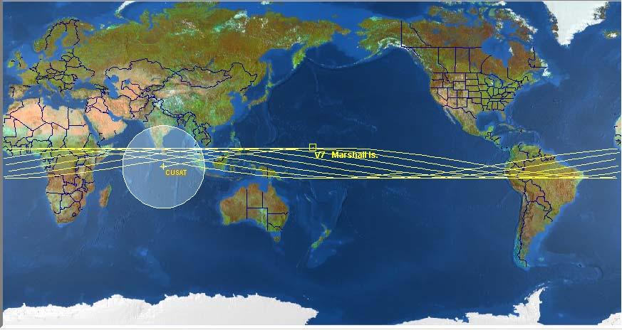 9 Equatorial Orbit Pass Opportunities STK Prediction CUSat Kwajalein Ground Station Pass Durations Pass Duration (seconds) 900 800 700 600