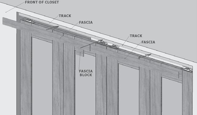 For 4- Door Installs: Attach each Fascia to the upper corner of the Track by removing the tape backing and pushing against track as shown in Figure 19.