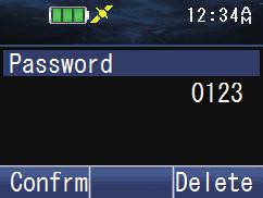 2 Enter a character using the [J] and [K] keys. On full key model transceivers, you can enter the password directly by pressing the keypad. Refer to CHARACTER ENTRY {p. 19}.