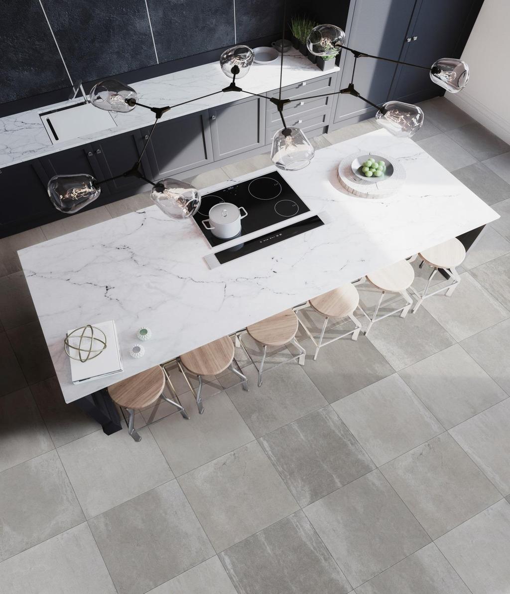 RAINSTONE PORCELAIN TILE The Rainstone Collection is offered in a 12" x 24", 24" x 24"