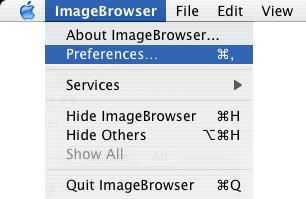 Click the [ImageBrowser] menu and select [Preferences] to display the Preferences dialog. You can use this dialog to switch between the various categories to change settings.