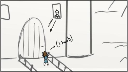 Complete Storyboard - Final project Raul Reyes - Negotiated Studies Page 8/4 5 0:00 0:00 52 0:00 0:00 53 Then she goes to the main castle?s door. Then she goes to the main castle?s door. She and talks with the guards for open the door.