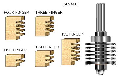 602411 2-1/2 15/16 1/2 1-3/4 ADJUSTABLE FINGER JOINT ASSEMBLY Model:602 SERIES Cut from 1-5 fingers in one pass or more in multiple passes.