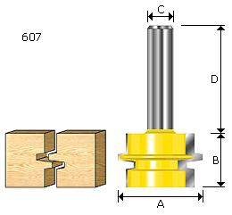 605011 1-1/16 3/4 1/4 1-1/4 605411 1-1/16 3/4 1/2 1-1/2 TONGUE & GROOVE BITS (STRAIGHT) Model:606 SERIES Stronger than dowels and biscuits.