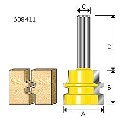 607011 1-3/16 1 1/4 1-1/4 607411 1-5/8 11 1/2 2 TONGUE & GROOVE BITS (WEDGE) Model:608 SERIES Stronger than dowels and biscuits.
