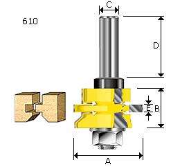 Model:610 SERIES This single cutter set makes the grooved edge. Simply replace the middle cutter ("B") with the bushing supplied to make the tongue edge.