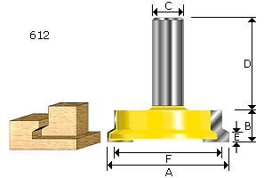 DRAWER LOCK BITS Model:612 SERIES This bit will form a strong joint between the sides and front of a drawer.