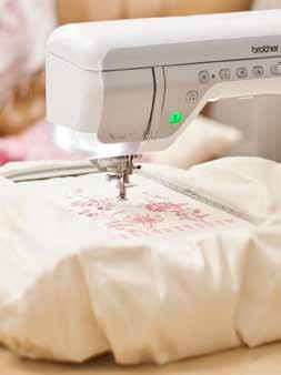 The simple slide-on frame mechanism lets you quickly attach and remove embroidery frames, whilst the automatic thread trimmers