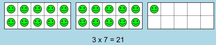 Have your child pick a second card and make copies of the original 10-frame until the number of 10-frames matches the card. 3. Have your child write an expression to record the action of multiplying.