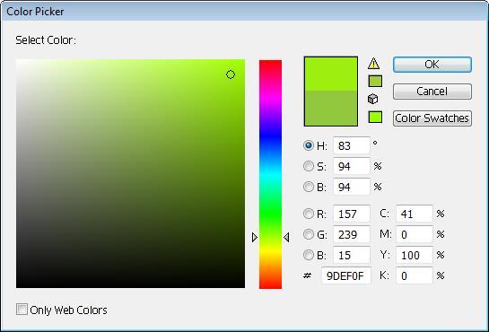 Work in CMYK Mode This color is out-ofgamut Out-ofgamut warning icon CMYK color model is