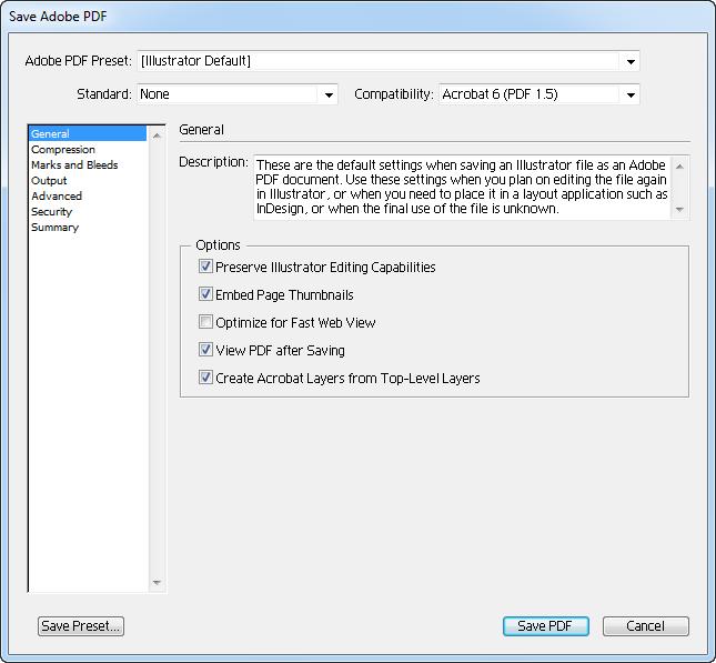 Save File as a PDF General settings that you