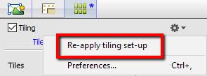 When you have changed some settings interactively, you can always undo them. Click the cogwheel and select Re-apply tiling setup.