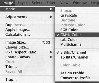 Set the Mode MODE: the way color images are displayed Image menu > Mode Grayscale for all black