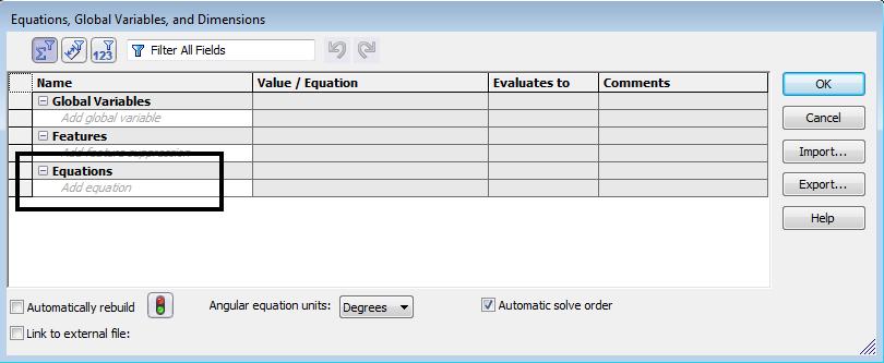 The Equations tool may be accessed from the pull-down menu by selecting Tools- Equations.