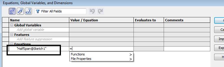 This will bring up the equations dialog box, where equation subsequently created will be listed.