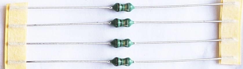 3.12 Install inductors L202, L203, L204 and L205 These are 1uH axial molded inductors. One lead is to be bent over so that they are mounted vertically, like the resistors. 3.