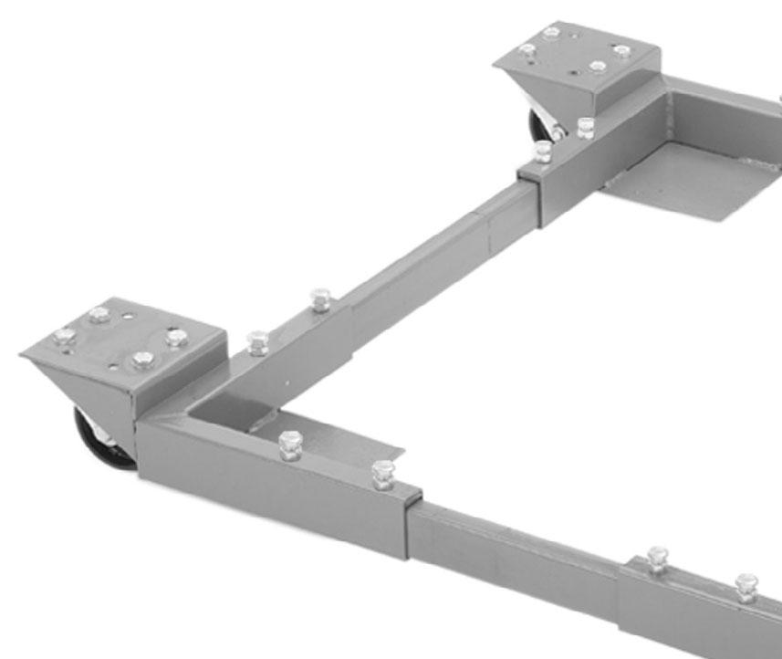 Secure each corner bracket to two rails with (4) M8-1.25 x 16 hex bolts and 8mm lock nuts, as shown in. Rails secured to fixed corner brackets.