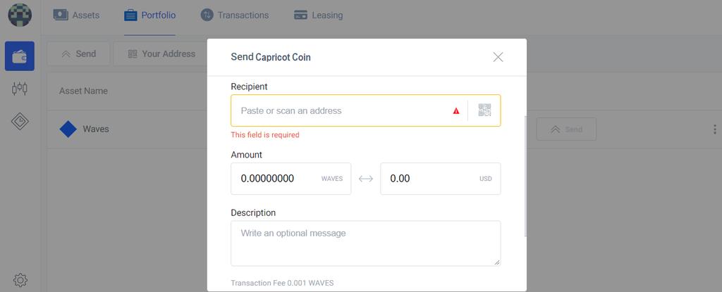 Transactions are very easy You can transfer Capricot Coin to anywhere in the world as long as it is connected to the internet. Capricot Coin will be deposited into the Capricot Coin Wallet.