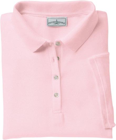OB12 Women s Ul$mate Outer Banks Polo 100% combed ring- spun co<on pique Virtually eliminates shrinkage and fading Side- seamed for a contoured fit Four- bu\on placket with pearl bu\ons Single-