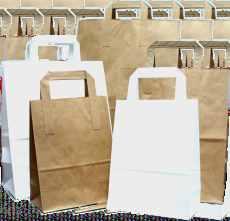 PAPER BAGS WITH FLAT HANDLES Size (width x depth x height) Weight Pieces in box 600 500 350 250 250 Capacity Bags are made 100% from recycling, basis weight of paper 70 g/m2.